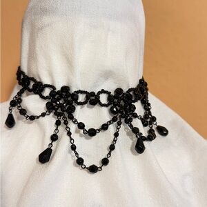 Elegant Black Beaded Choker Necklace